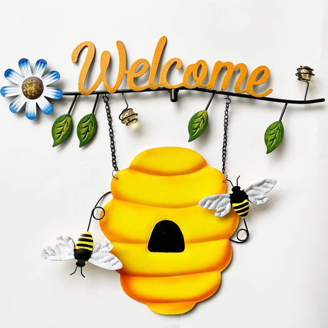 Bee Yard Decor Garden Stakes Metal Decorative Iron Welcome Sign Art Wholesale