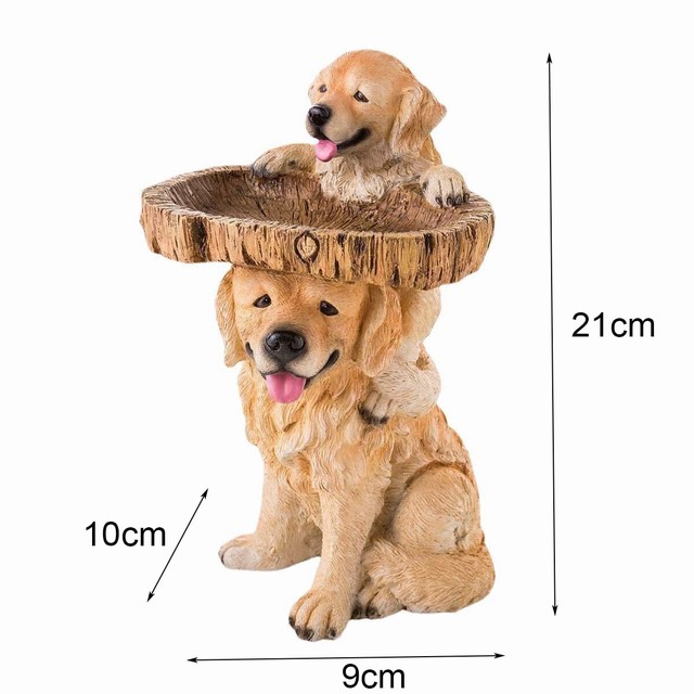 Resin Simulation Dog Garden Yard Statues Ornaments Outdoor Decoration Small Birdbaths