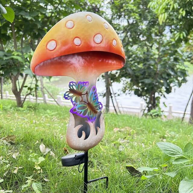 Solar Powered Fairy Butterfly Snail on Mushroom Figurines Garden Lights Stake Wholesale
