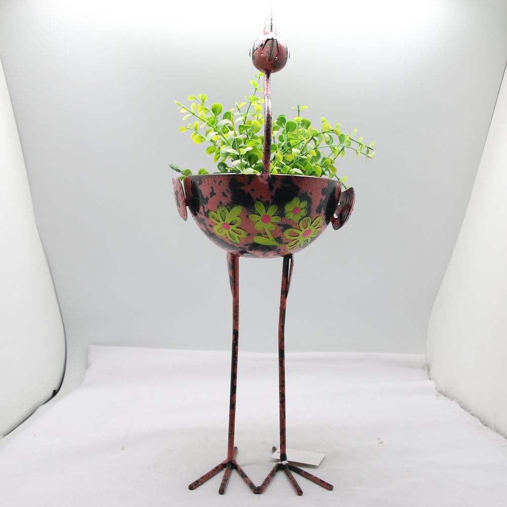 Hot Home Decoration Standing Animal Bird Metal Flower Pot