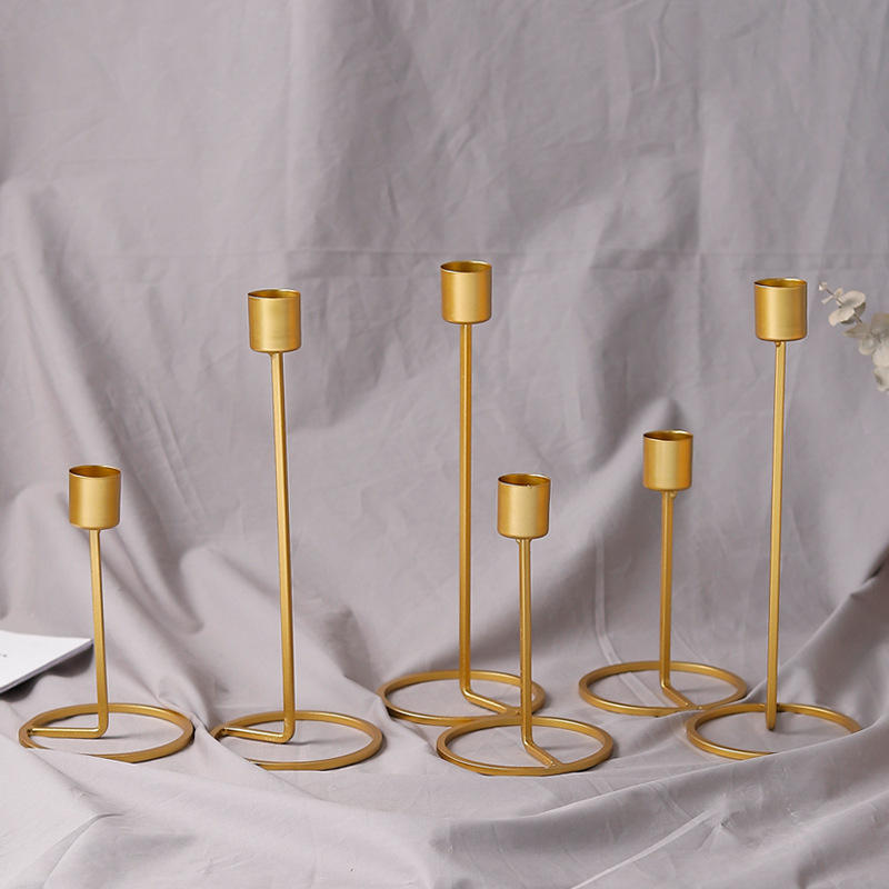 Nordic Wrought Iron Decoration Golden Table Decoration Wedding Gift Home Decor Candle Stick Holders