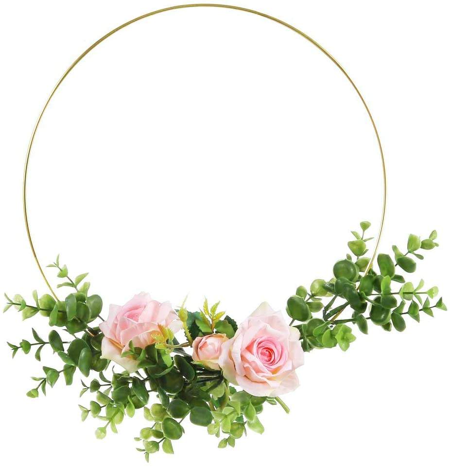 5 Pack 14 Inch Large Floral Rings Macrame Gold Metal Hoop Wreath For Wedding