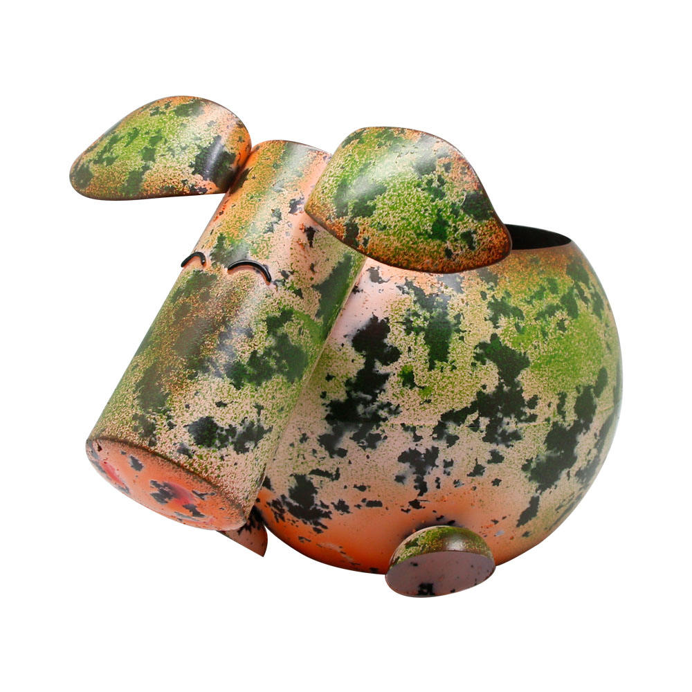 Cheap Handmade Metal Decoration Round Cow Flower Pot