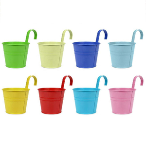 Indoor And Outdoor Large Multicolor Flower Pots Balcony Garden Railing Planter Iron Hanging Planters