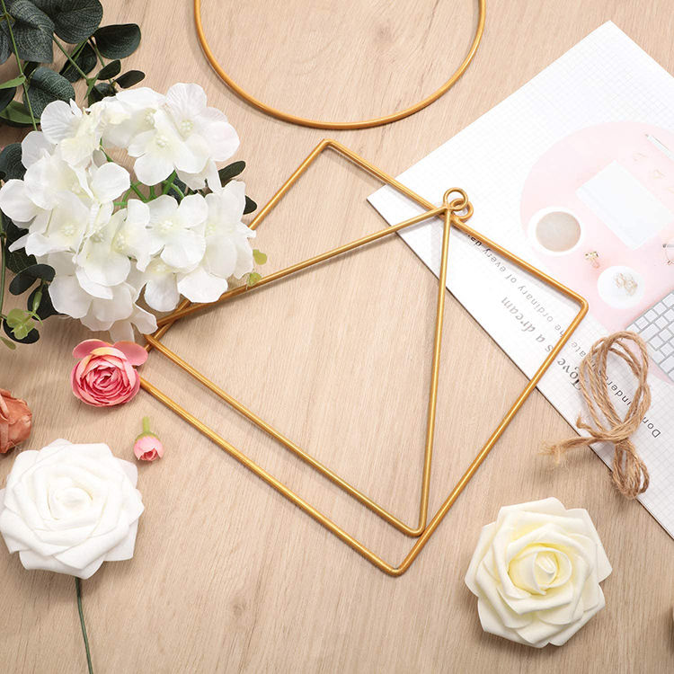 Wall Hanging Wedding Decor Metal Floral Geometric Frame Hoop Flowers Wreaths