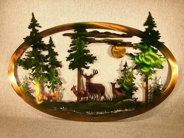 Metal Laser Engraving Indoor Forest Deer Christmas Gift Craft Large Modern Wall Art