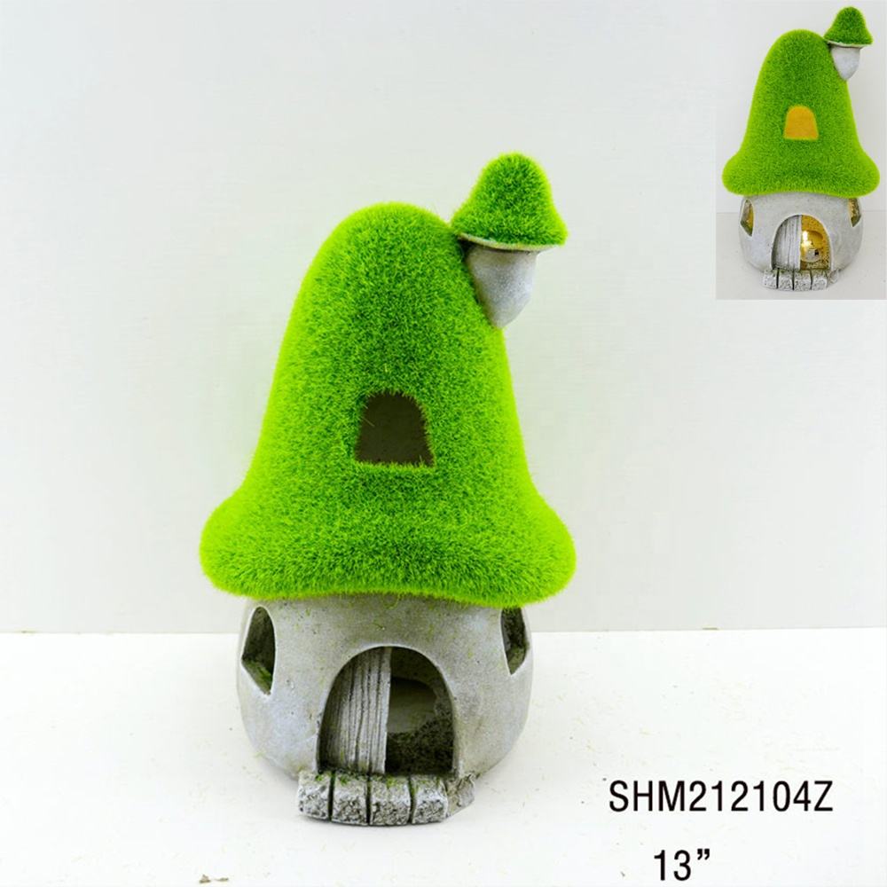 Delicate Creative Large Resin Mushroom House Statue For Fairy Garden Accessories Decor Lawn Ornament