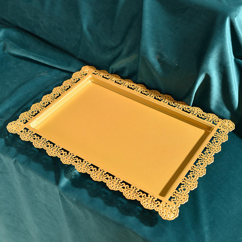 European Style Golden Dessert Table Decoration Props Plate Iron Art Set Wedding Cake Stand