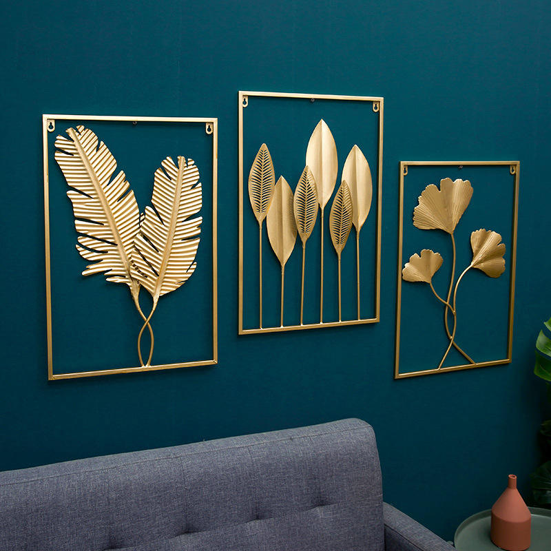 Modern Living Room Metal Leaf Tv Sofa Background Wall Porch Room Hangings Wall Decoration In Home Decor