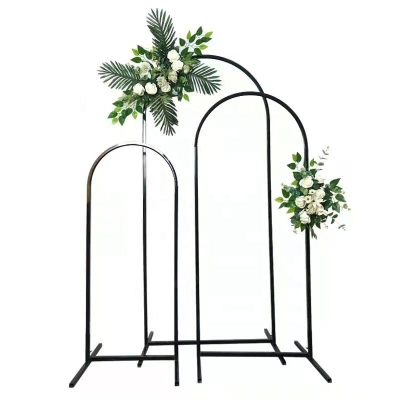 Wedding Props Black Arched Arch Stage Background Decorations Wrought Iron Flower Stand Custom Floral Arched Backdrop With Logo