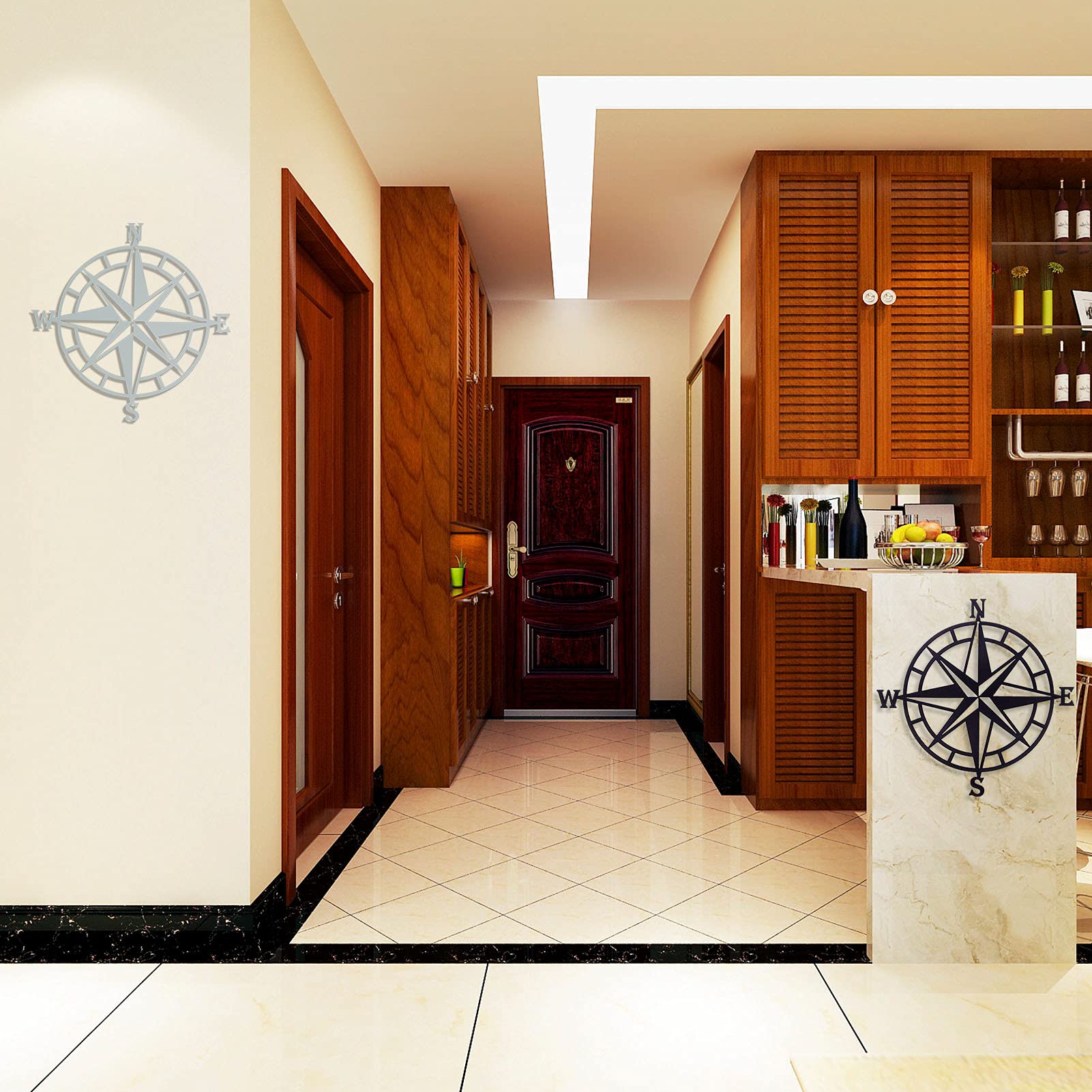 Laser Engraved Metal Wall Art Compass Indoor & Outdoor Crafts High Quality Wall Art