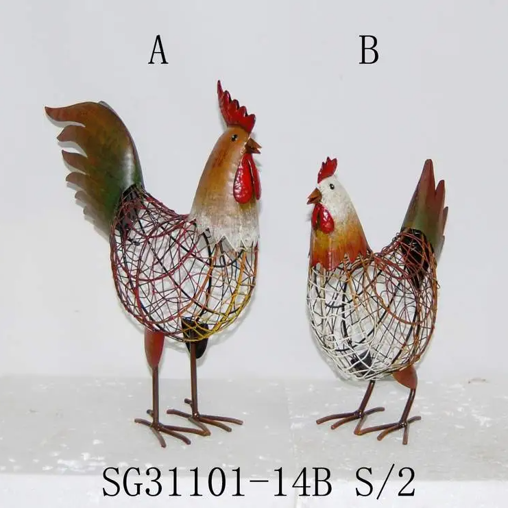 Garden Decoration Statues Colorful Wire Iron Decorative Rooster