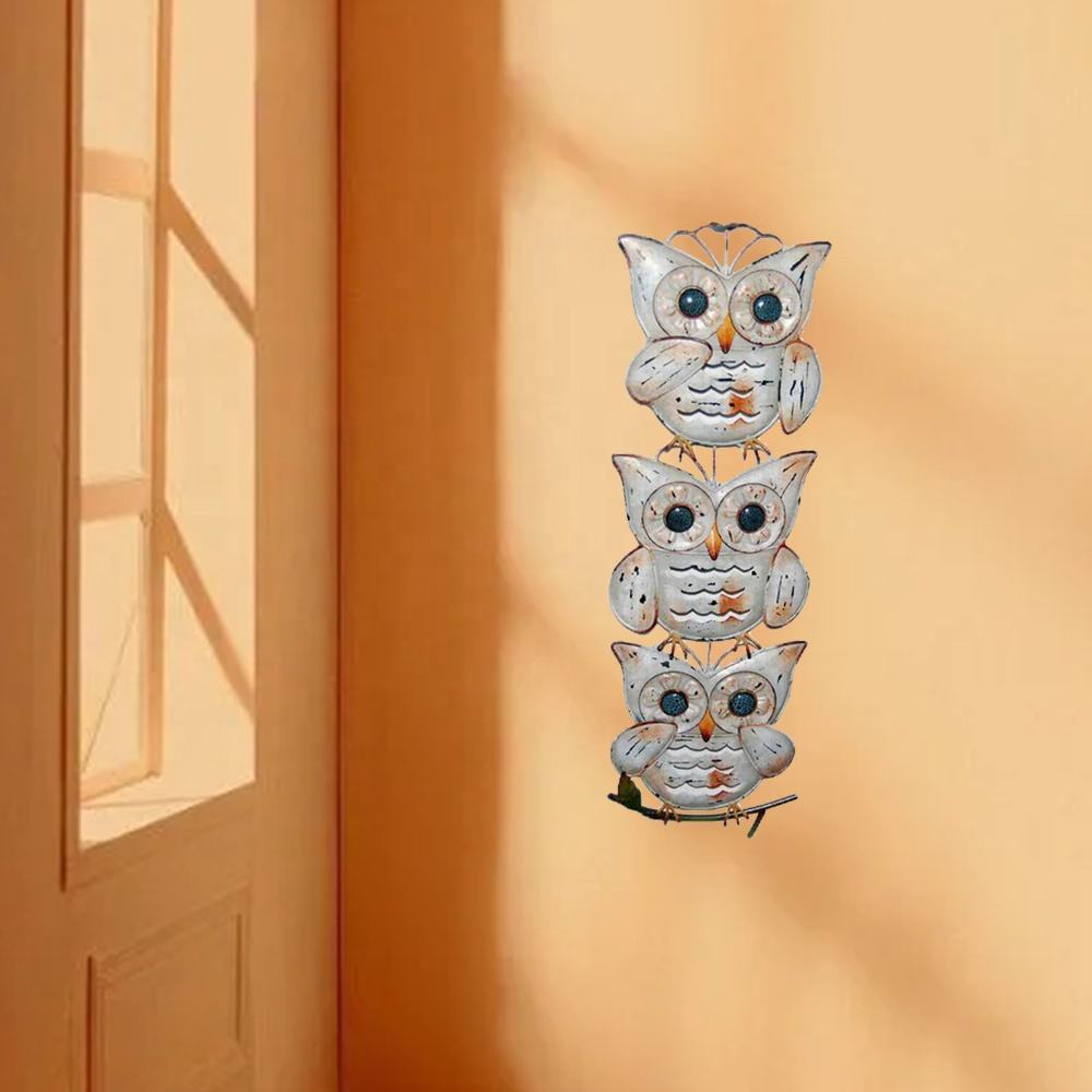 Wholesale Custom Handmade Home & Garden Decoration Metal Craft Hanging Animal Owl Wall Art
