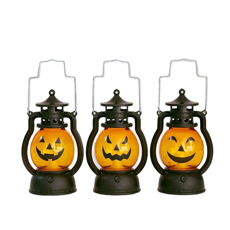 2022 New Halloween Led Oil Lamp Decoration Pony Lantern Bar Party Atmosphere Props Portable Pumpkin Lantern