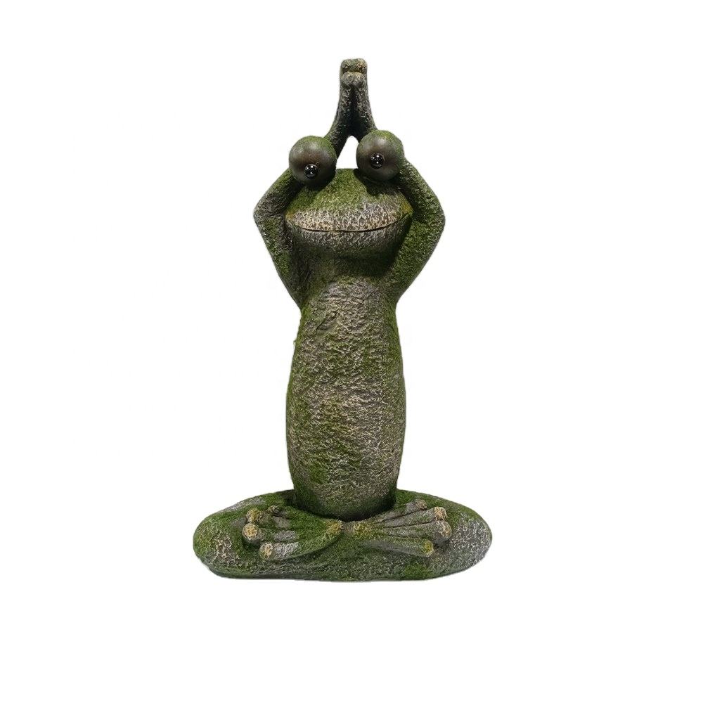 2022 New Custom Animal Yoga Frog Statue Magnesium Oxide Product For Fairy Garden Home Patio Deck Porch Yard Art Decoration