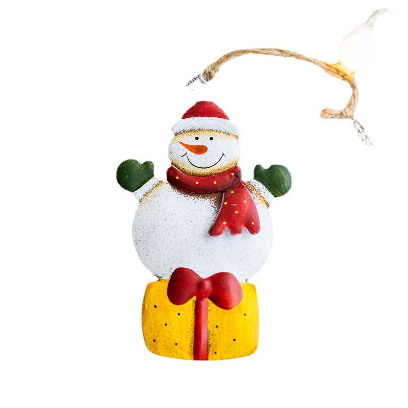 New Hot Cute Metal Christmas Snowman Old Man Elk Hanging Decoration For Holiday Home Gift