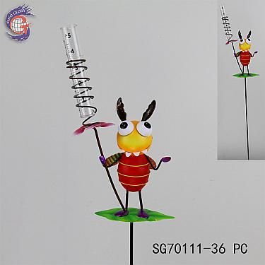 Customized Creative Crafts Metal Insect Shape Rain Gauge For Garden Lawn Yard Patio Decoration