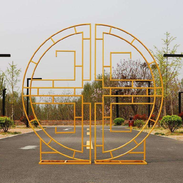 Wrought Iron Screen Wedding Arch Decoration Round Metal Frame Backdrop Party