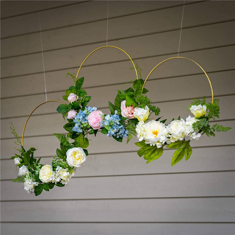 Artificial Flower Hanging Floral Hoop Wreath Set Of 3 Artificial Rose Peoney