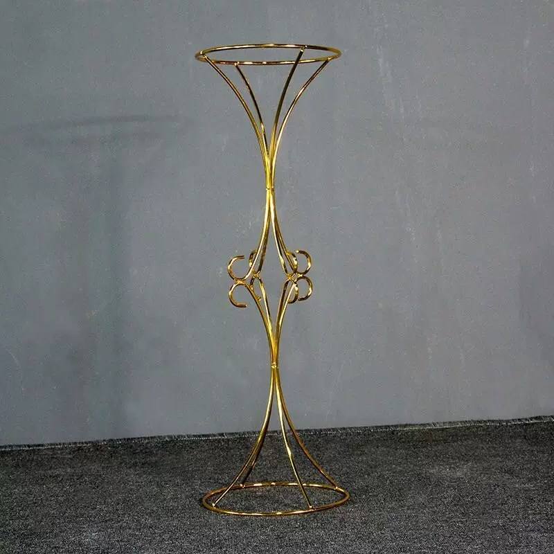 Gold Flower Stand Wedding Wrought Iron Ornaments Geometric Outdoor Floor Metal Vase Flower