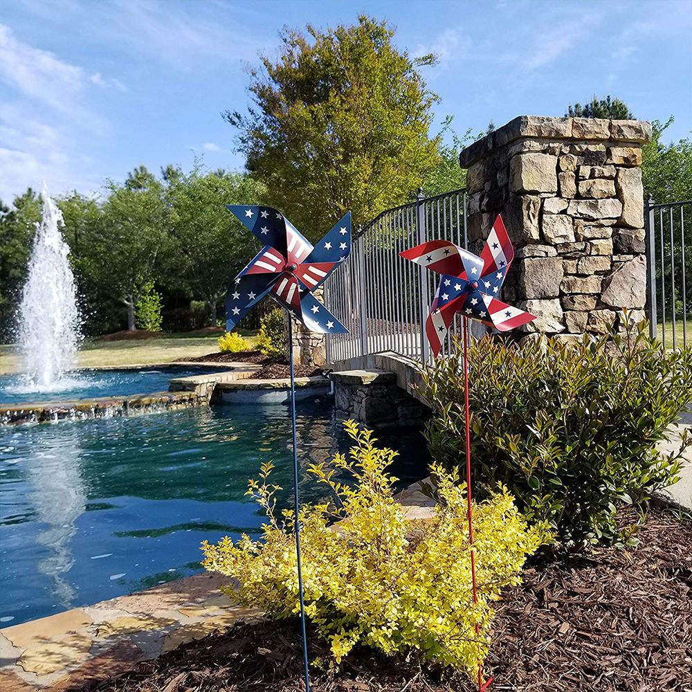 2022 New Customization Metal American Flag Windmill Garden Stake For Garden Courtyard Lawn Decoration