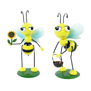 2022 New Indoor Metal Yellow Bee Figurine Home Garden Decor Iron Statue Animal Art Sculpture Ornament