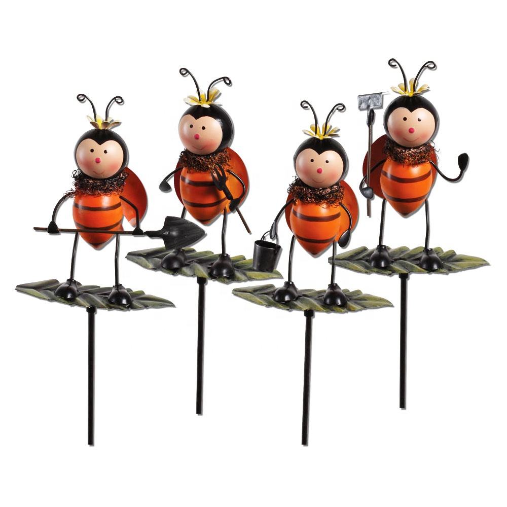 Garden Plug Ladybug Metal Scoop Big Ladybird Outdoor Stakes Ornametns Wholesale