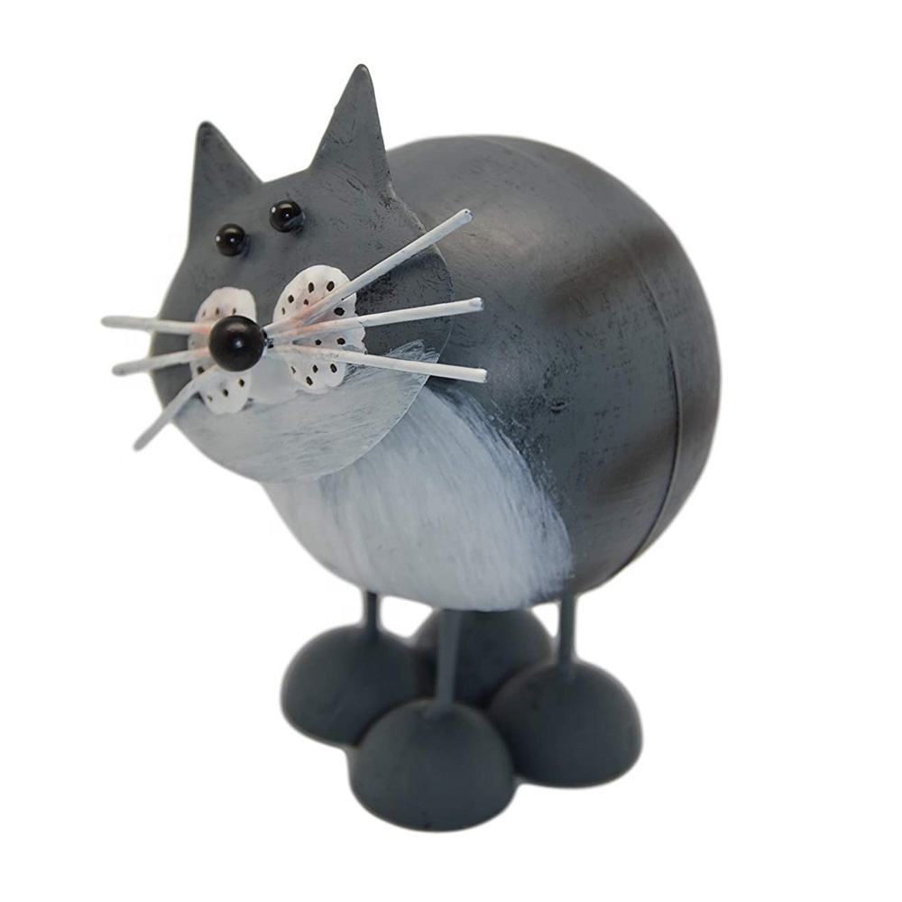 animal figurine metal cat sculpture for garden decoration