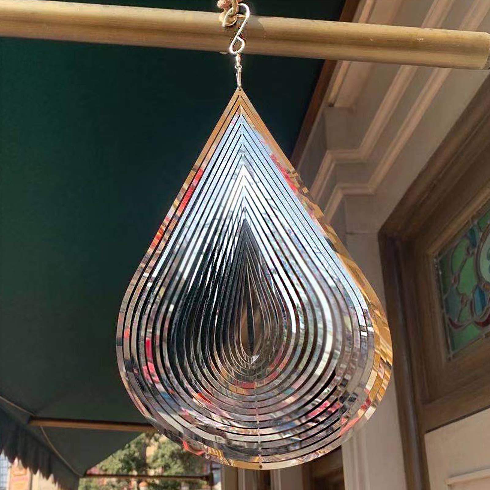 Outdoor Garden Magical Kinetic Metal Water Droplets Stainless Steel 3D Wind Spinners For Indoor Christmas Gifts Decor