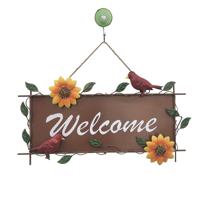 Sunflower Welcome Sign Decoration Vintage Metal Wall Hanging Home Garden Decor Room Farm Wall Front Door Porch