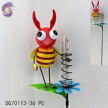Customized Creative Crafts Metal Insect Shape Rain Gauge For Garden Lawn Yard Patio Decoration
