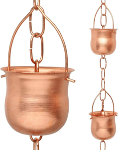 Copper Rain Chain Decorative Cups Replace Gutter Downspout Divert Water Away From Home For Stunning Fountain Display