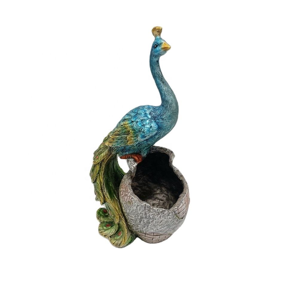 Outdoor Unique Large Vintage Magnesium Oxide Peacock Planter For Succulent Cactus Container Plants Flower Pot