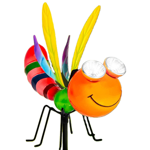 Outdoor Personality Orange Solar Metal Dragonfly Stake Light For Patio Pathway Walkway Yard Lawn Backyard Decor