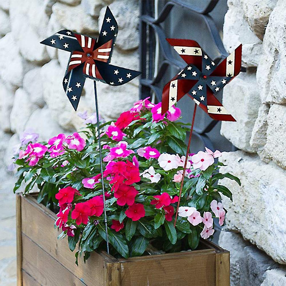 2022 New Customization Metal American Flag Windmill Garden Stake For Garden Courtyard Lawn Decoration