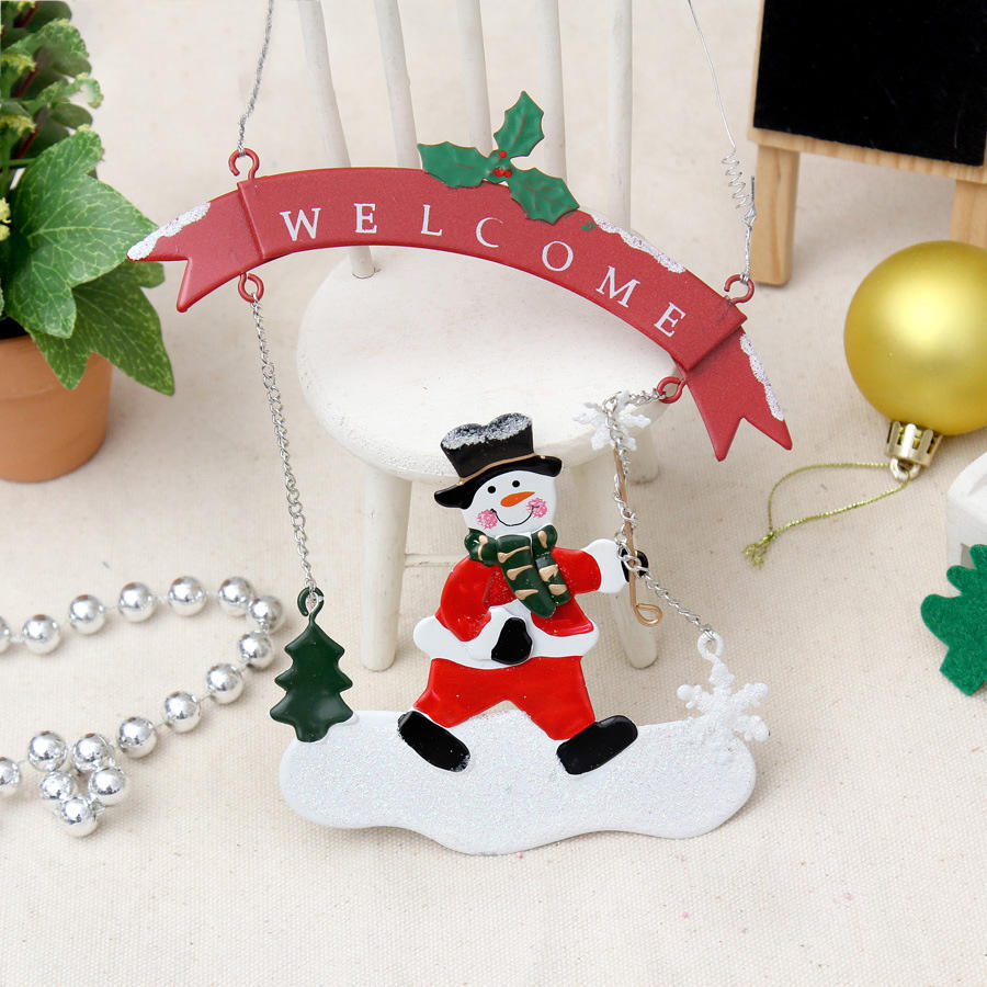Custom Santa Snowman Little Metal Hanging Welcome Sign Decorations Handmade Designs Christmas Tree Ornament