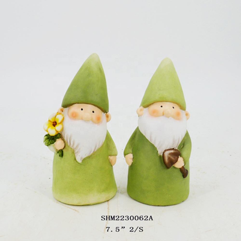 Cute Creative Wholesale Simplicity Hardworking Ceramic Gnome Figurine For Home Garden Tabletop Ornament