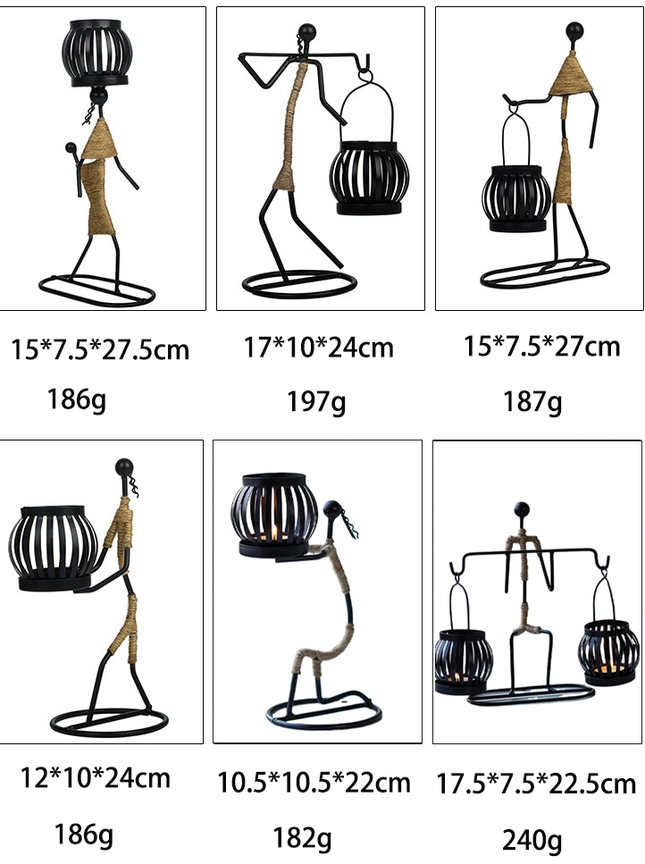 Nordic Art Metal Candlestick Abstract Character Sculpture Decor Handmade Figurines Home Decoration Candle Holder
