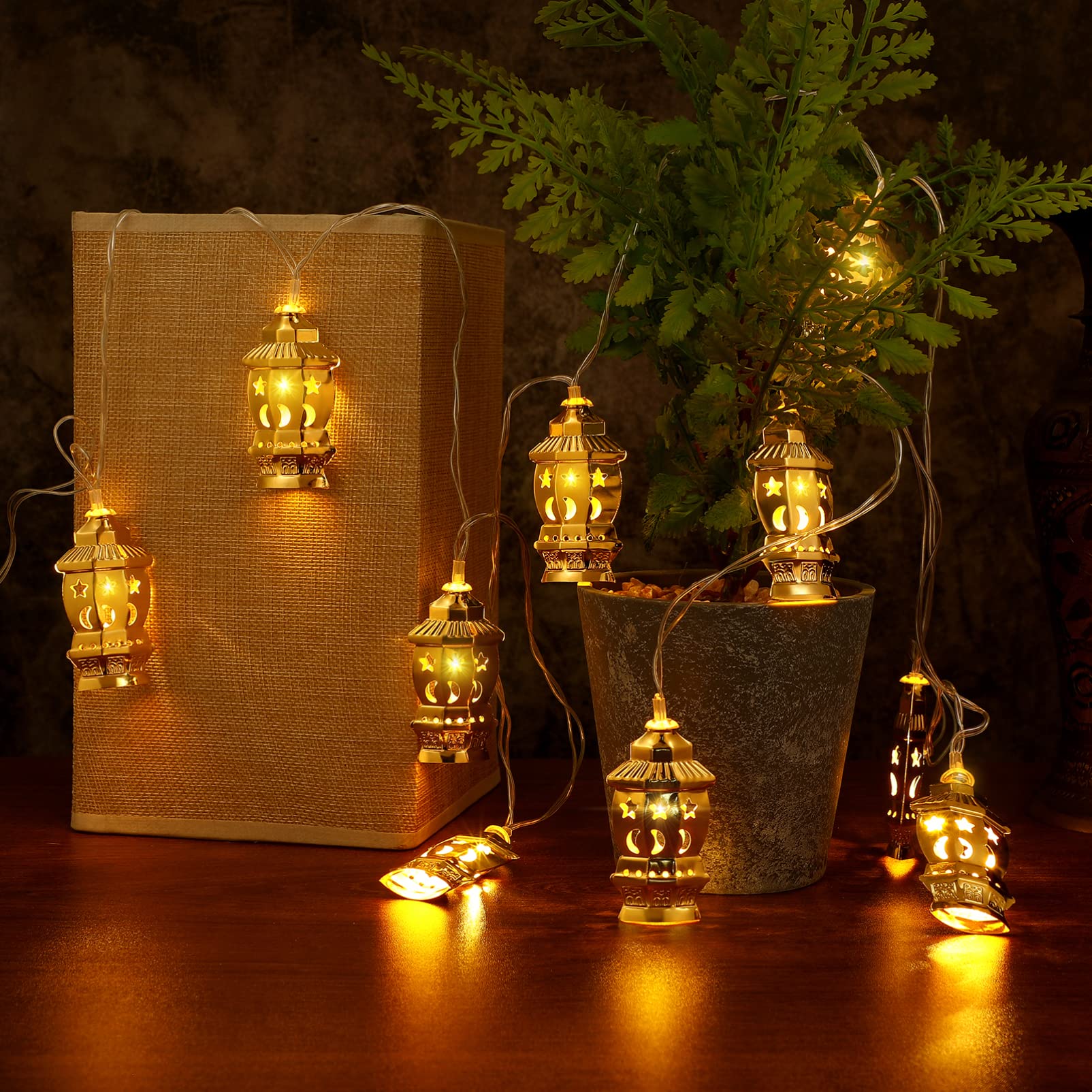 Eid Mubarak Lights Muslim Wrought Iron Led String Light Decoration Turkish Led Light Ramadan Lantern Candle Hold