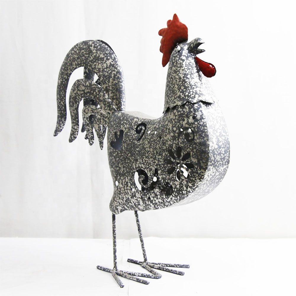 garden decoration statues colorful wire iron decorative rooster