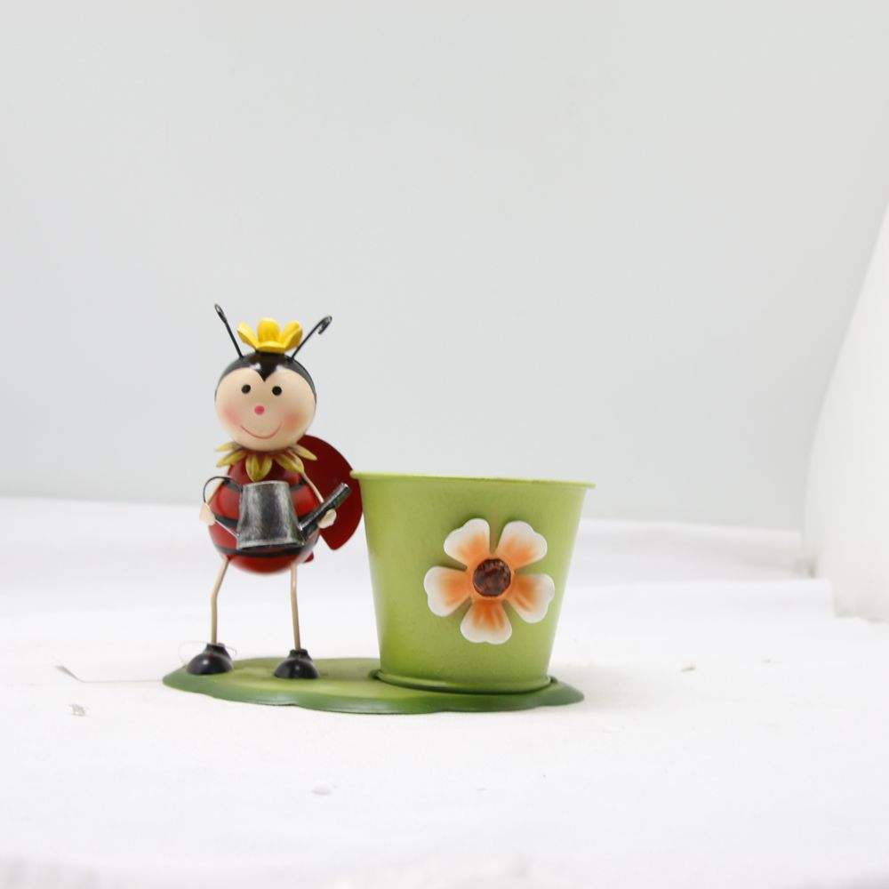 Creative Gift Ideas Metal Insect Ladybug Garden Decor Flower Pot
