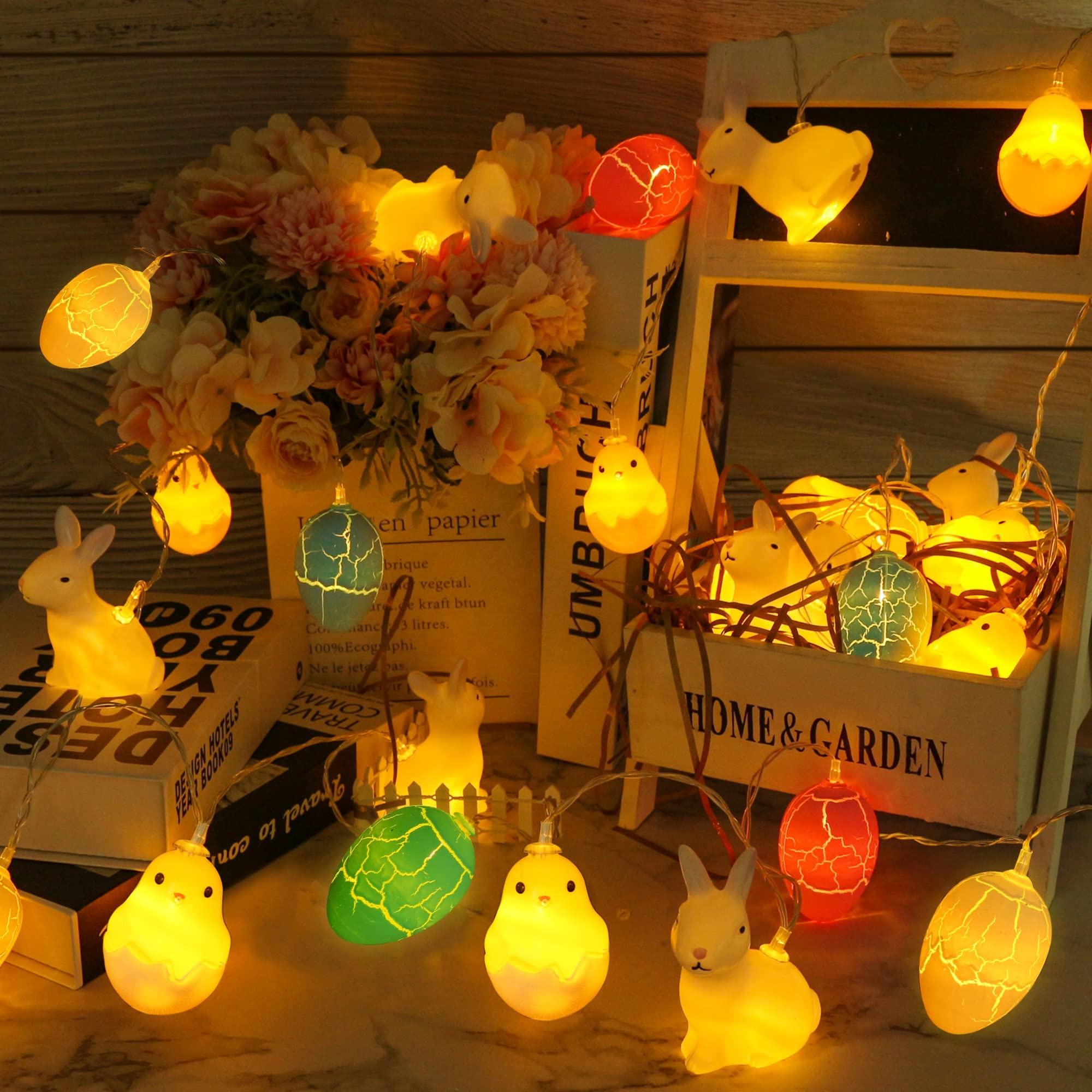 Home Decor Battery Powered Bunny Led Easter Eggs Fairy String Lights For Yard Party Classroom Kids Gifts