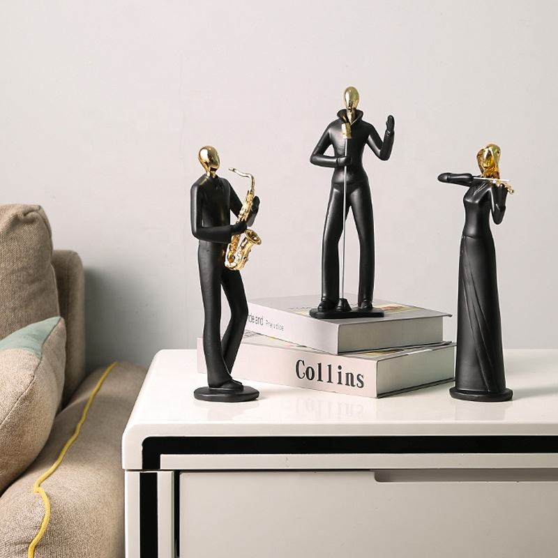Nordic Minimalist Abstract Music Dance Sculpture Figure Art Resin Ornaments For Hotel Living Room Desktop Decor