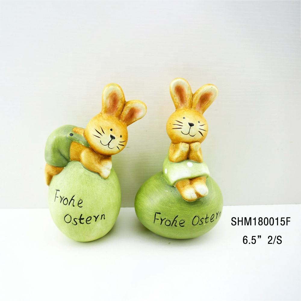 Cute Home Decor Ceramic Animal Bunny Figurines Ornaments For Handmade Easter Garden Rabbit Family Gifts
