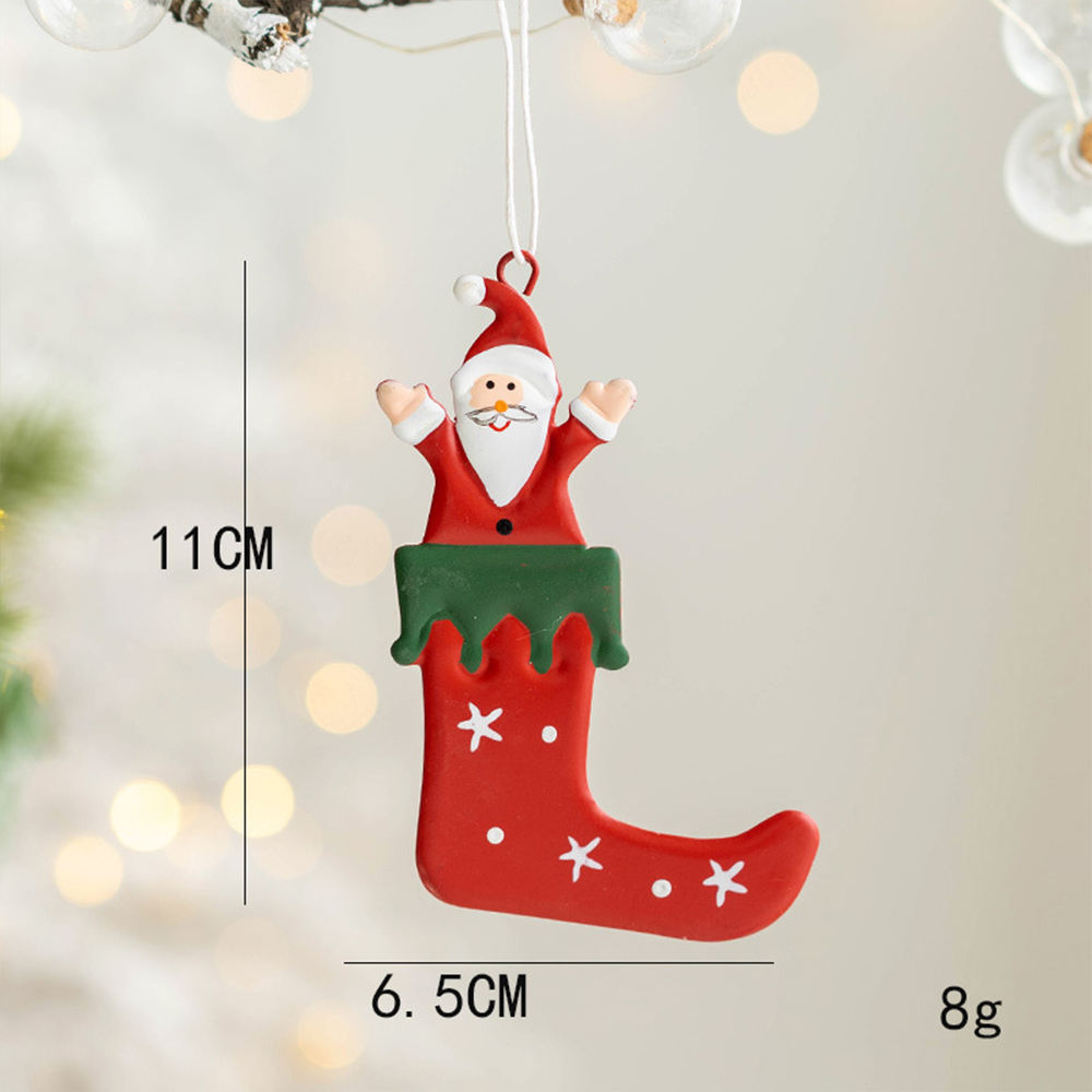 Creative Metal Xmas Socks Shape Pendant Decoration Hanging Gifts Decor Christmas Tree Home Ornaments