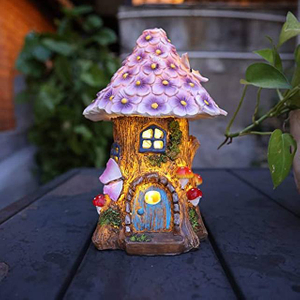 Customize Wholesale Outdoor Solar Resin Flower Lighthouse Garden Statue Fairy House Figurines Decor