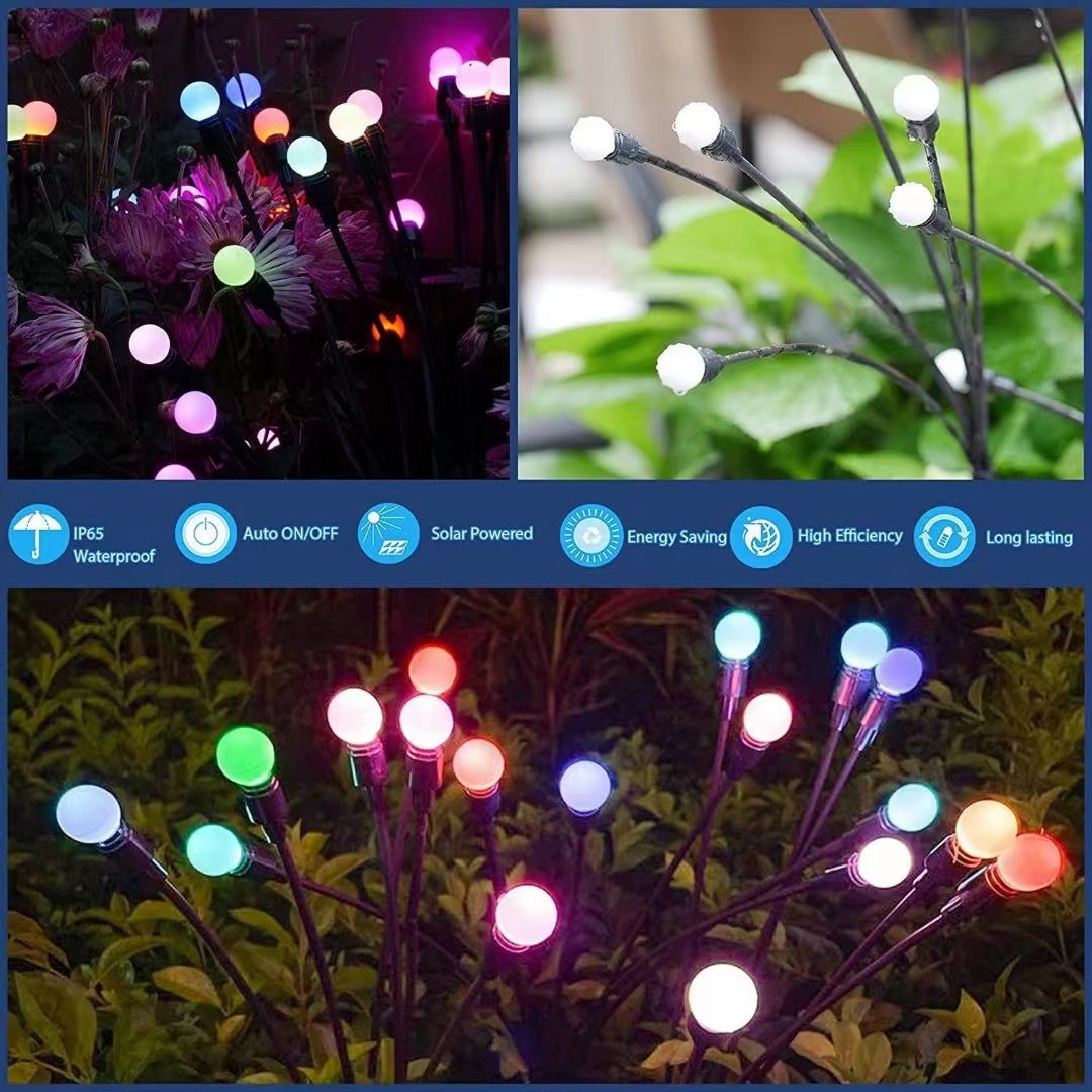 2022 New Outdoor Waterproof Wind Blows Swaying Solar Led Powered Firefly Light Stake For Yard Patio Pathway Decor
