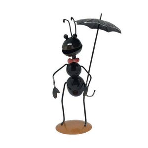 Sino glory handmade craft metal iron blank varnish ant home decoration with small umbrella