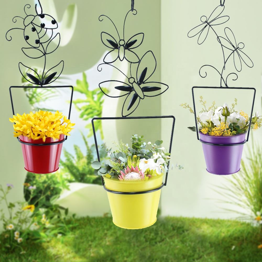 2022 New Modern Hanging Planter Plant Hanger With Metal Pot For Indoor Outdoor Home Decor