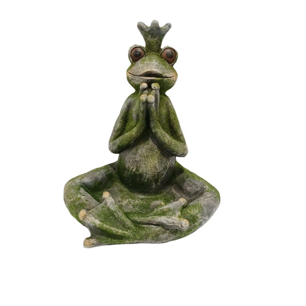 2022 New Custom Animal Yoga Frog Statue Magnesium Oxide Product For Fairy Garden Home Patio Deck Porch Yard Art Decoration
